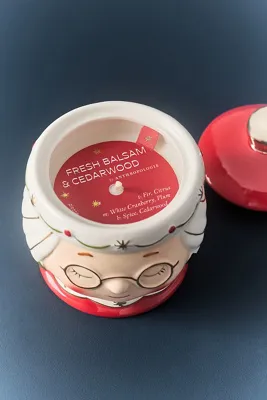 Mrs. Claus Fresh Balsam & Cedarwood Ceramic Candle - White by Anthropologie, alternate view