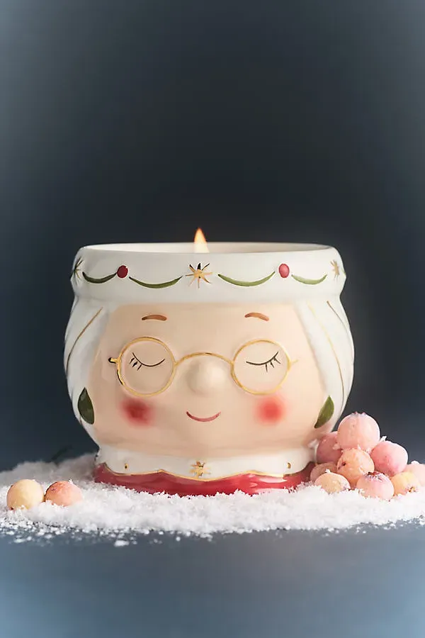 Mrs. Claus Fresh Balsam & Cedarwood Ceramic Candle - White by Anthropologie