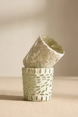 Myr Glass Tealight Holder Set of 2 - White by Anthropologie, alternate view