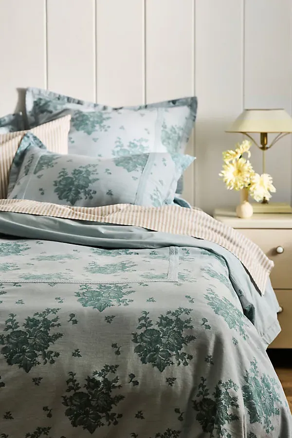 Nadia Floral Embellished Cushion Cover - Blue, Cotton product