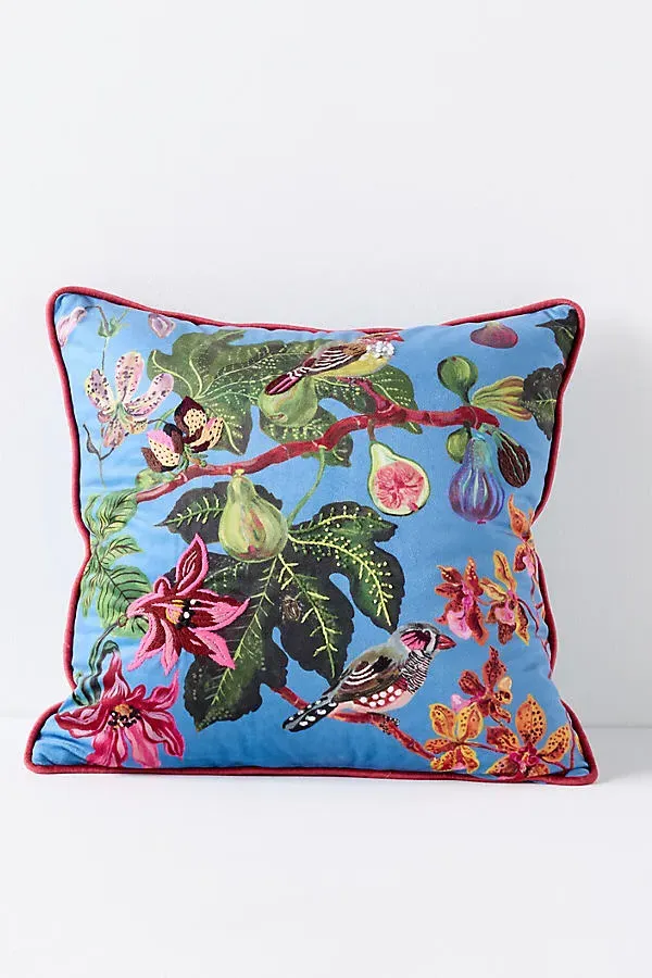 Nathalie Lete Embroidered Velvet Cushion - Blue, Polyester product