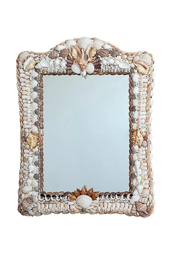 Natural Shell Wall Mirror - Beige, Hardwood by Anthropologie