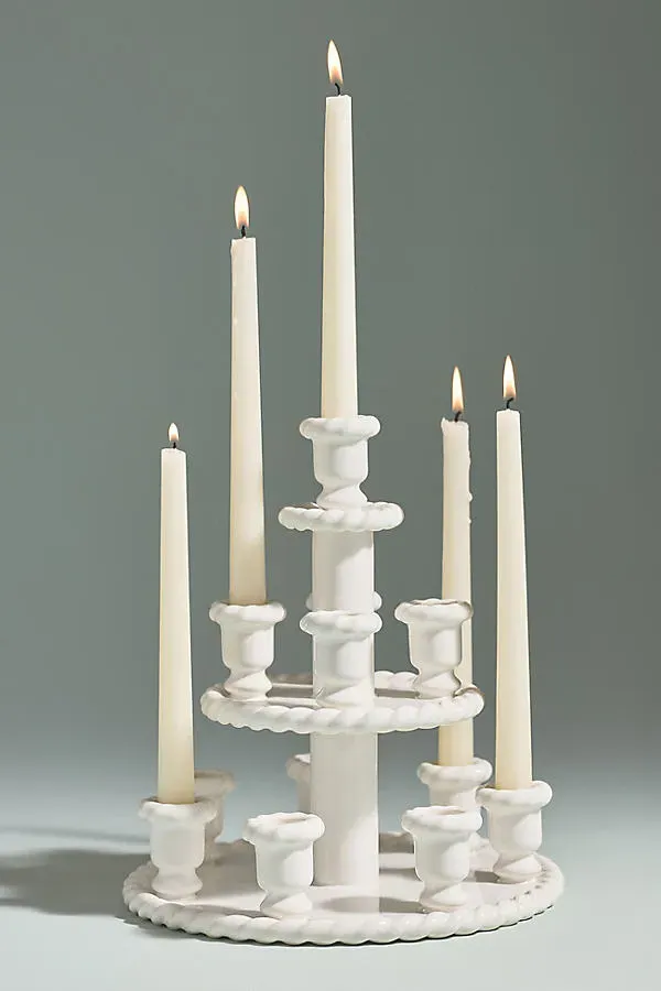 Nellie Multi-Tier Candelabra - Ivory, Stoneware by Anthropologie