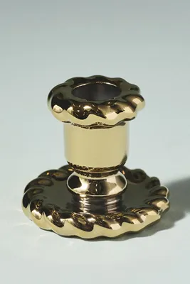 Nellie Taper Candle Holder - Gold, Stoneware by Anthropologie, alternate view