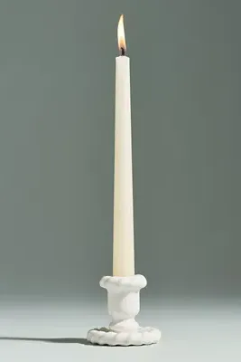 Nellie Taper Candle Holder - Ivory, Stoneware by Anthropologie, alternate view