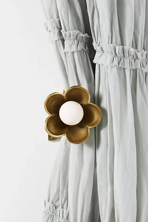 Nena Flower Curtain Tieback - Gold by Anthropologie
