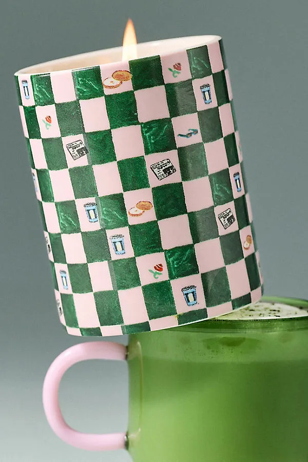Newsstand Gourmand Cozy Matcha Small Ceramic Candle - Pink by Anthropologie