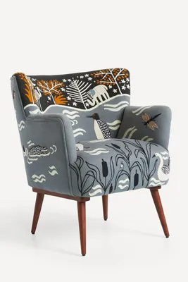 Night Lake Petite Accent Chair - Blue, Cotton/Linen product
