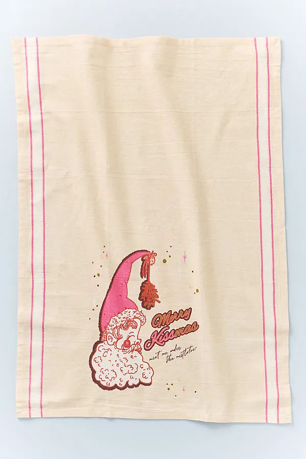 Nikki Christmas Santa Print Tea Towel - Cotton by Anthropologie