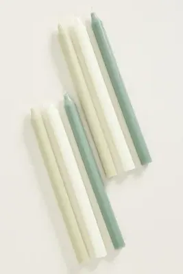 Northern Lights 12" Taper Candles Set of 6 - Green, Paraffin Wax product
