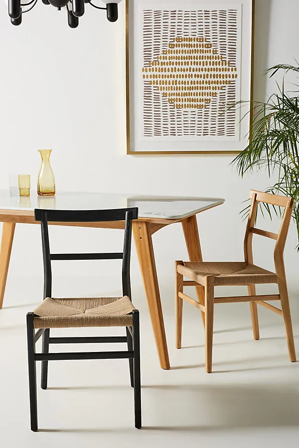 Oak Farmhouse Dining Chair - Black, Rope by Anthropologie