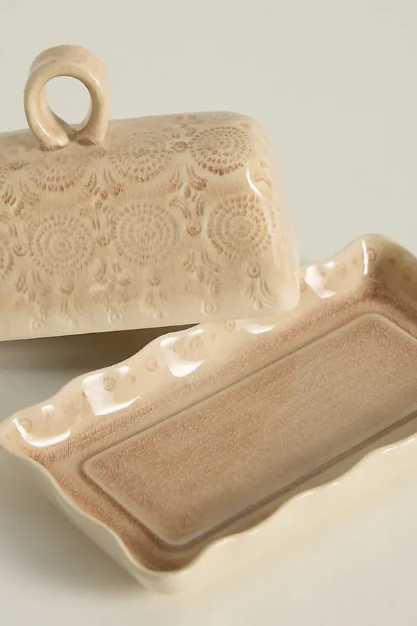 Old Havana Butter Dish - Beige, Stoneware product