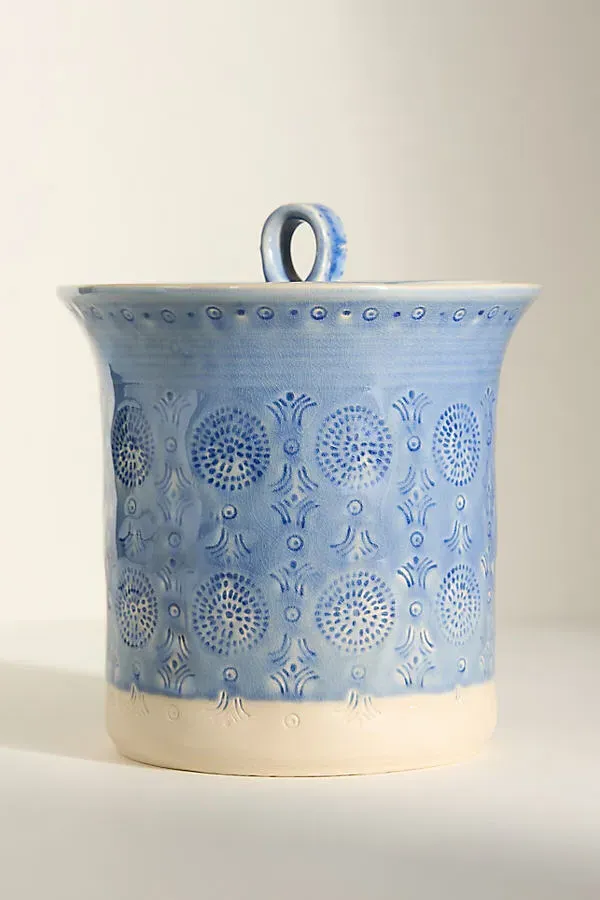 Old Havana Canister - Blue, Stoneware by Anthropologie