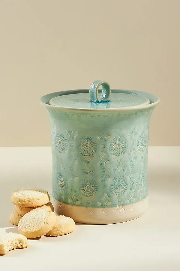 Old Havana Canister - Mint, Stoneware by Anthropologie