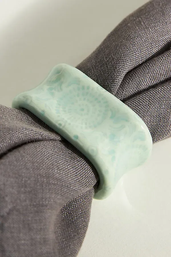 Old Havana Ceramic Napkin Rings Set of 4 - Mint product