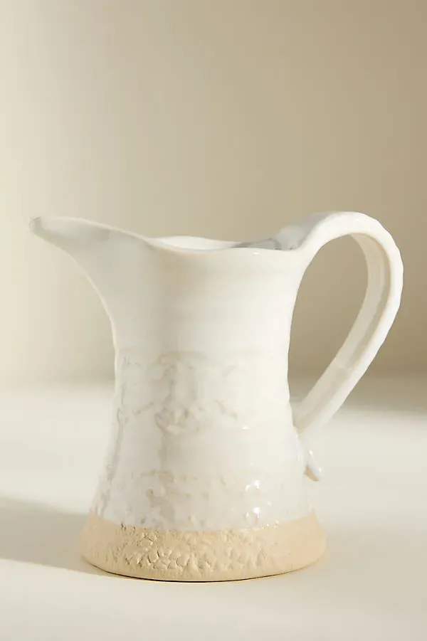 Old Havana Creamer - White, Stoneware by Anthropologie