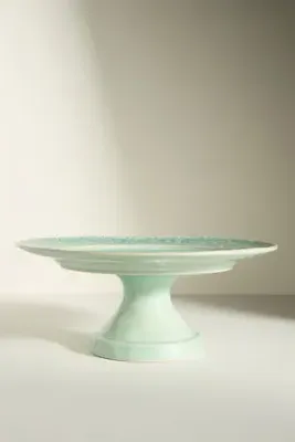 Old Havana Large Cake Stand - Mint, Ceramic by Anthropologie, alternate view