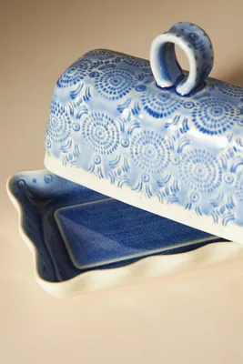 Old Havana Portuguese Stoneware Butter Dish - Blue by Anthropologie, image 2