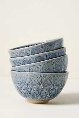 Old Havana Portuguese Stoneware Cereal Bowls Set of 4 - Blue by Anthropologie, image 2
