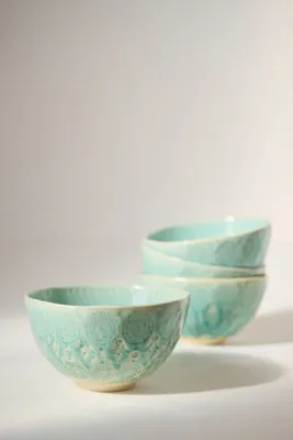Old Havana Portuguese Stoneware Cereal Bowls Set of 4 - Green by Anthropologie, image 2