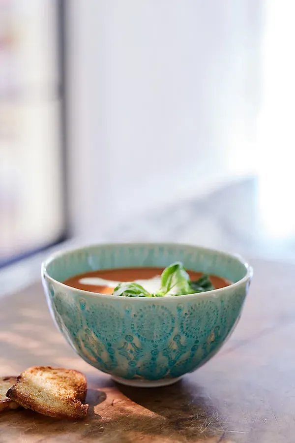 Old Havana Portuguese Stoneware Cereal Bowls Set of 4 - Green by Anthropologie