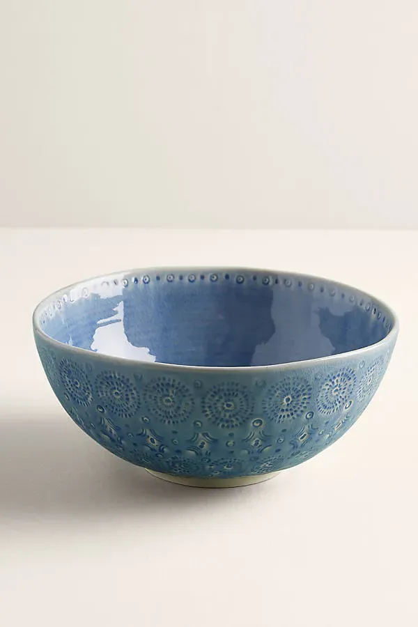 Old Havana Salad Bowl - Blue, Stoneware by Anthropologie