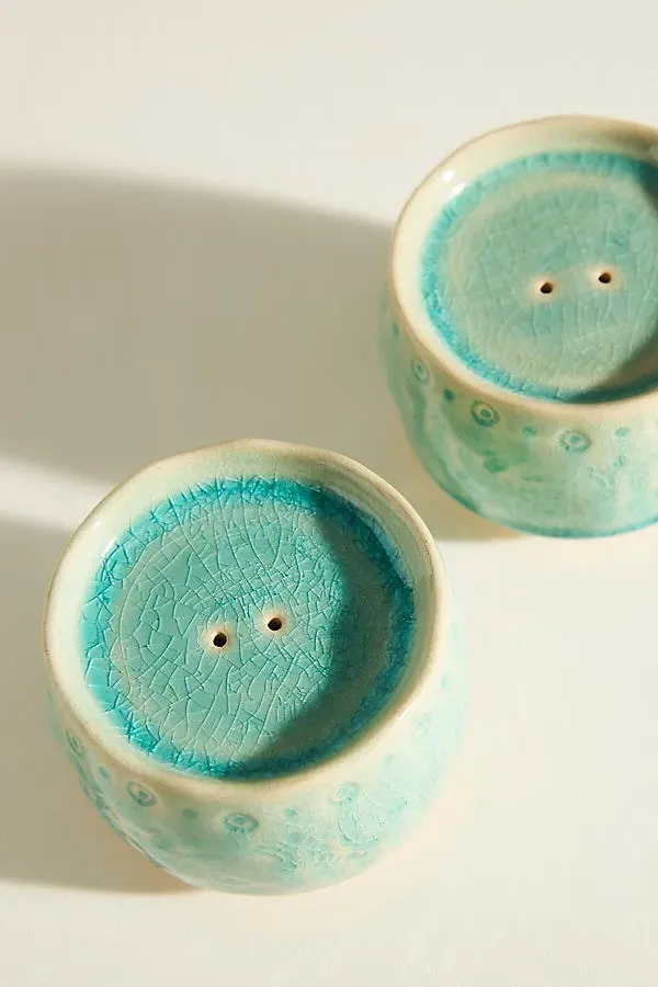 Old Havana Salt & Pepper Shakers - Green, Glazed Ceramic product