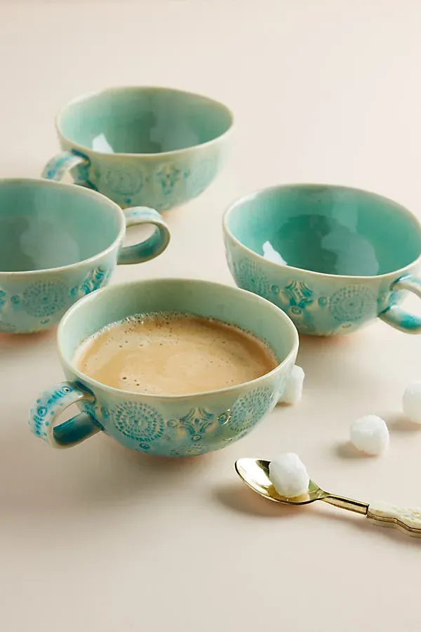 Old Havana Set of 4 Mugs - Mint by Anthropologie