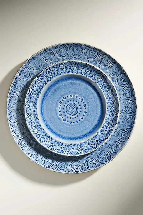 Old Havana Side Plates Set of 4 - Blue, Stoneware by Anthropologie