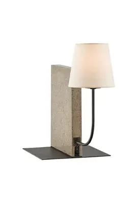OldKnow Polished Stone Bookcase Lamp - Beige, Linen by Anthropologie, alternate view
