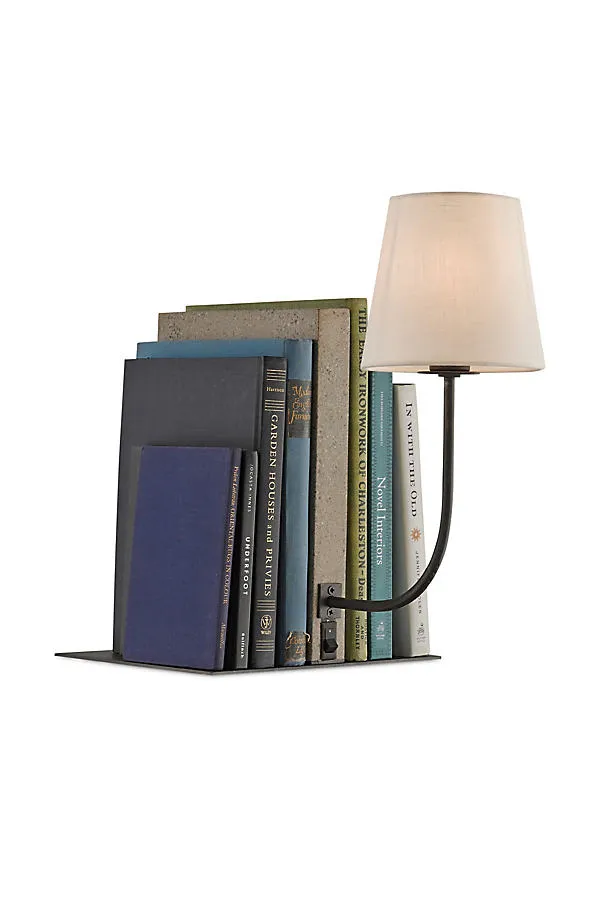 OldKnow Polished Stone Bookcase Lamp - Beige, Linen by Anthropologie