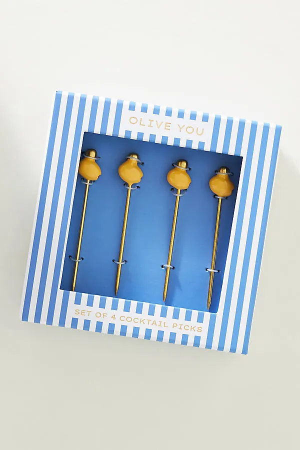 Olive Garnish Cocktail Sticks Set of 4 - Stainless Steel product
