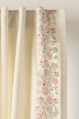 Oliver Embroidered Cotton Curtain - Pink product
