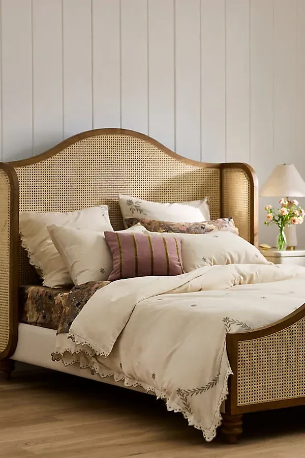 Olivia Double Duvet Cover Floral Embroidered - Beige, Cotton-Linen product