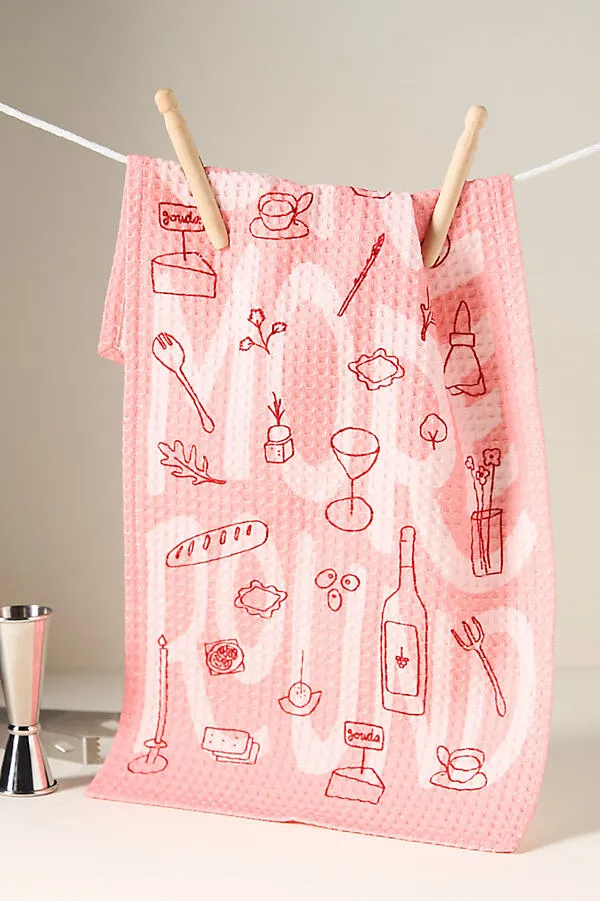 One More Round Tea Towel - Pink, Cotton product