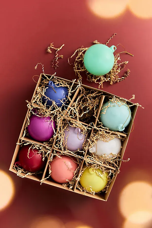 Opaque Bauble Ornaments - Green, Glass by Anthropologie