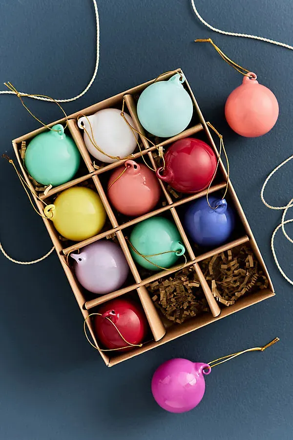 Opaque Bauble Ornaments - White, Glass by Anthropologie