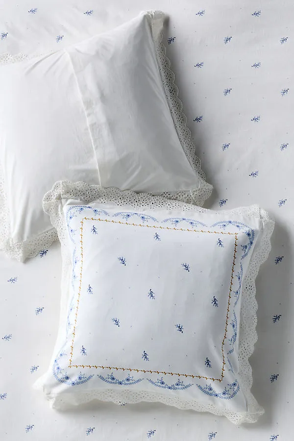 Ophelia Floral Euro Sham with Lace Trim - Ivory, Cotton product