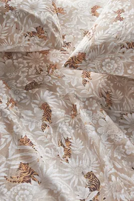 Organic Cotton Percale Printed Pillowcase - Beige alternate view