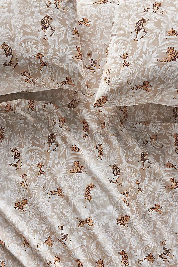 Organic Cotton Percale Printed Pillowcase - Beige product