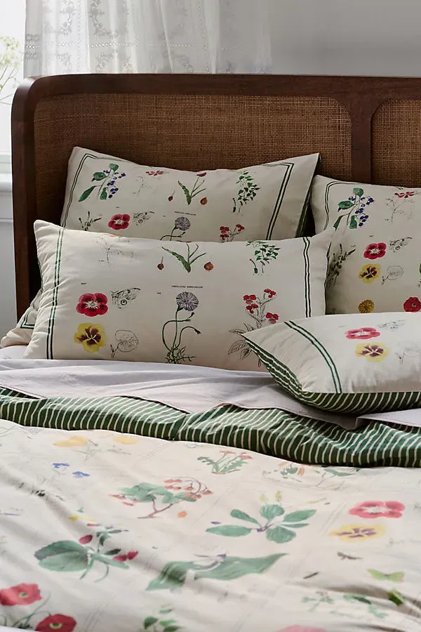 Organic Cotton Printed Percale Duvet - Beige by Anthropologie