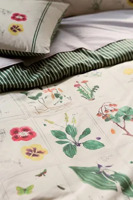 Organic Cotton Printed Percale Duvet - Full, Beige by Anthropologie, image 2