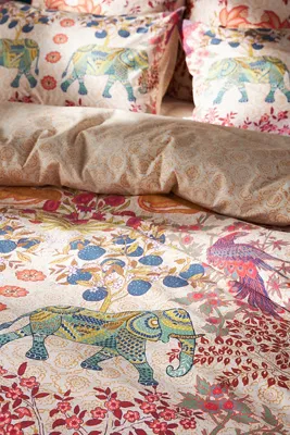 Organic Cotton Printed Percale Duvet - Queen, Ivory by Anthropologie, image 2