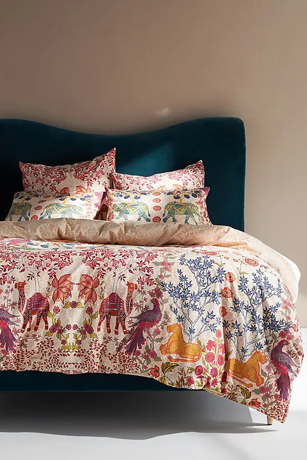 Organic Cotton Printed Percale Duvet - Queen, Ivory by Anthropologie