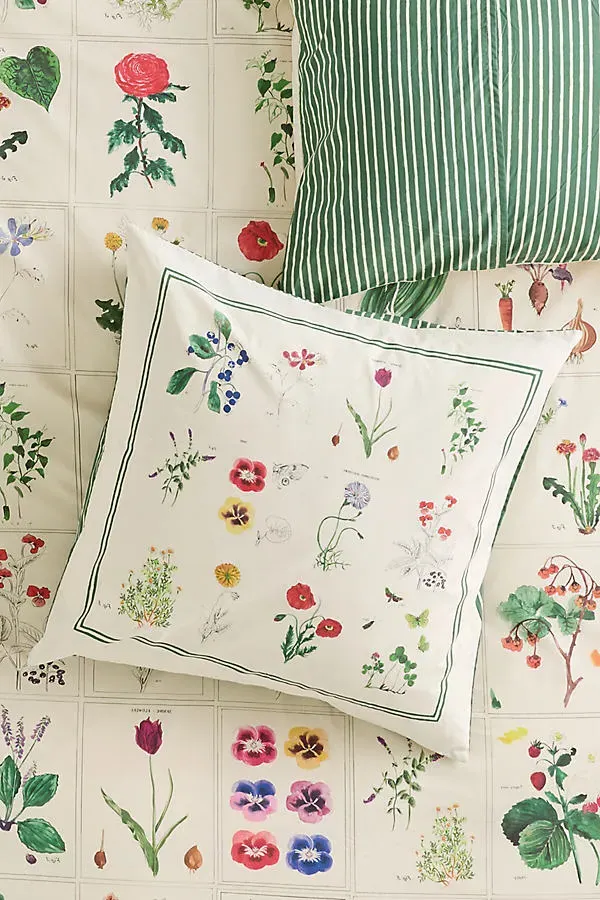 Organic Cotton Printed Percale Euro Sham - Beige by Anthropologie