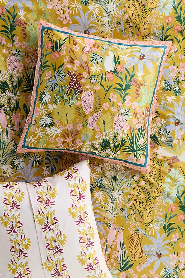 Organic Cotton Printed Sateen Euro Sham - Green product