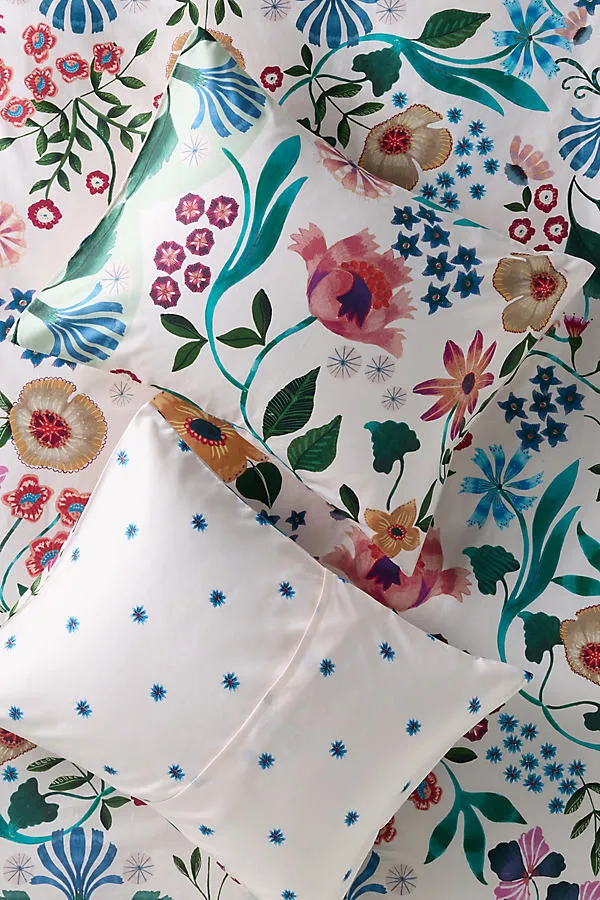 Organic Cotton Printed Sateen Shams Set of 2 - Blue by Anthropologie