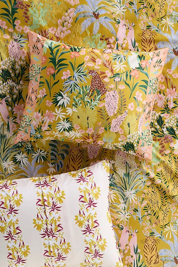 Organic Cotton Printed Sateen Shams Set of 2 - Green product