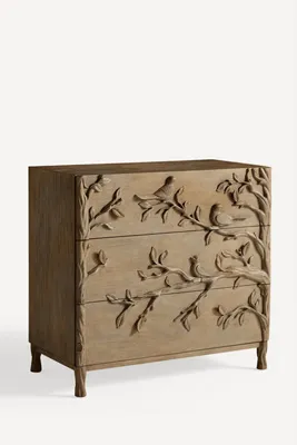 Ornithology Handcarved 3-Drawer Dresser - Beige by Anthropologie, alternate view