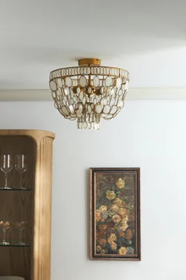 Oval Capiz Shell Flush Mount Ceiling Light - White product